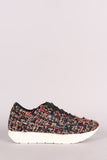 Tweed Chiffon Lace Up Sneaker