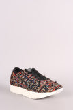 Tweed Chiffon Lace Up Sneaker