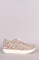 Tweed Chiffon Lace Up Sneaker