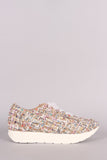 Tweed Chiffon Lace Up Sneaker