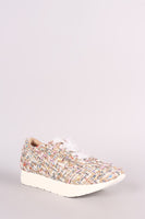 Tweed Chiffon Lace Up Sneaker