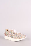 Tweed Chiffon Lace Up Sneaker