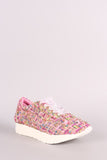 Tweed Chiffon Lace Up Sneaker