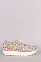 Tweed Chiffon Lace Up Sneaker