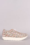 Tweed Chiffon Lace Up Sneaker