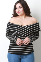 Striped Crisscross Bardot Top