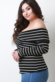 Striped Crisscross Bardot Top