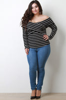 Striped Crisscross Bardot Top