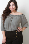 Vertical Stripe Side-Tie Bardot Top