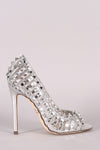 Studded Caged Peep Toe Stiletto Pump