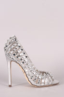 Studded Caged Peep Toe Stiletto Pump