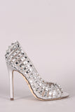 Studded Caged Peep Toe Stiletto Pump