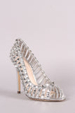 Studded Caged Peep Toe Stiletto Pump