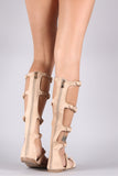 Suede Bullet And Button Accent Gladiator Flat Sandal